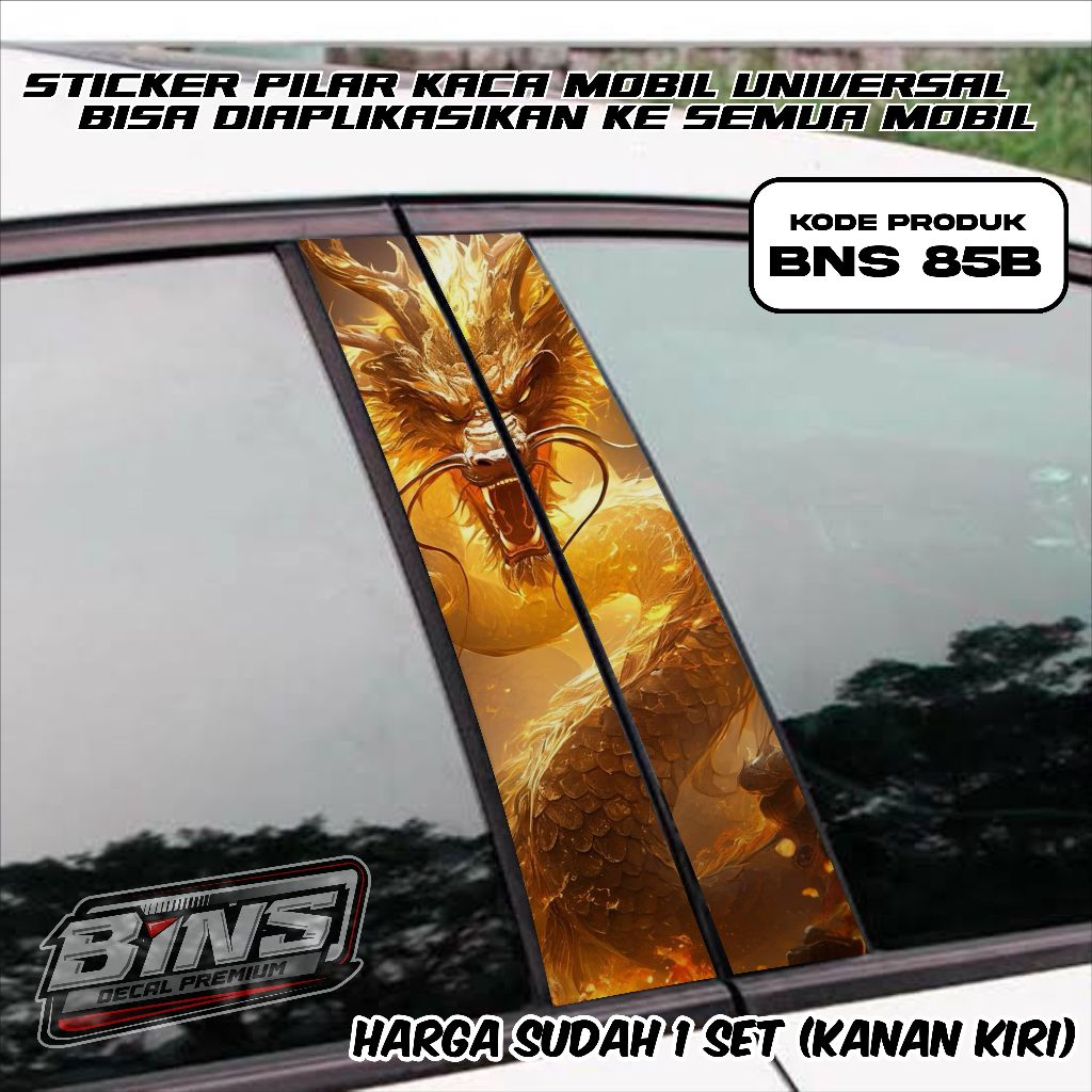 BNS85-STIKER PILAR KACA MOBIL NAGA COCOK UNTUK SEMUA TIPE DAN MERK MOBIL