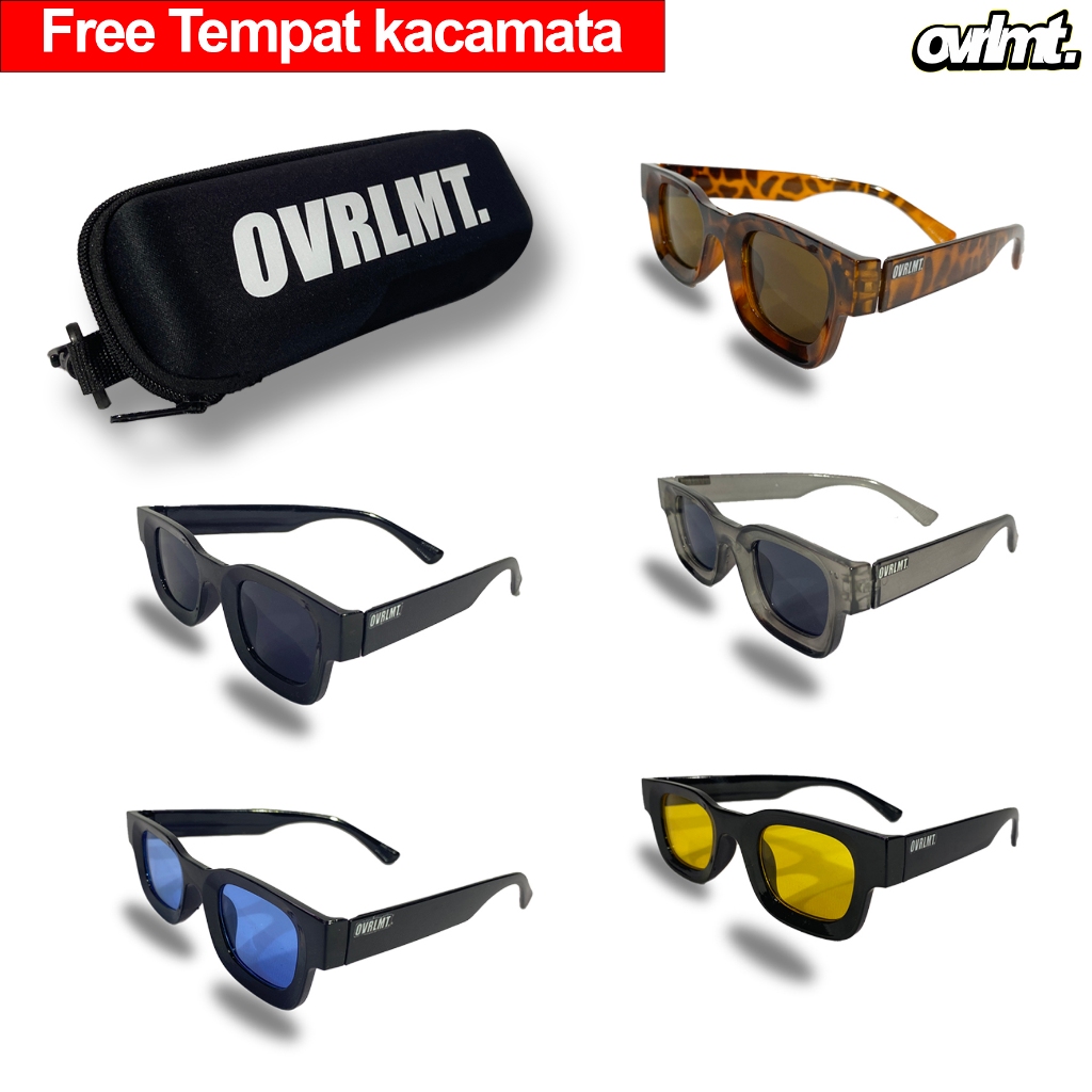 Overlimit UV400 Bingkai Kacamata UV400 Bingkai Kecil Persegi Gaya Vintage Pria Wanita Tahan Banting 