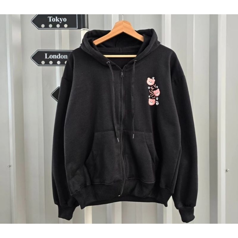 goji bear jacket wanita hoodie kuping/hoodie ear jacket lucu/cute jacket girls/jacket bagus murah un