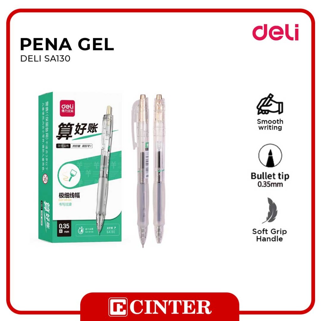 

DELI - PENA GEL / GEL PEN / BULLET TIP SA130 Kapasitas Tinta 0.35MM Warna Black