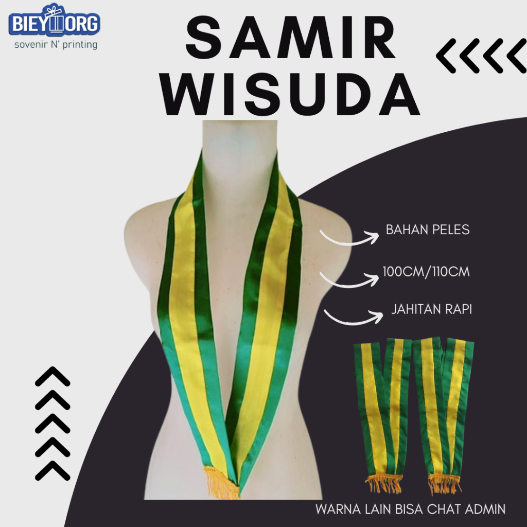 SAMIR MURAH SATIN PELES | SAMIR WISUDA | SASH WISUDA | SAMIR SEKOLAH | KALUNG WISUDA TK, SD, SMP, SM