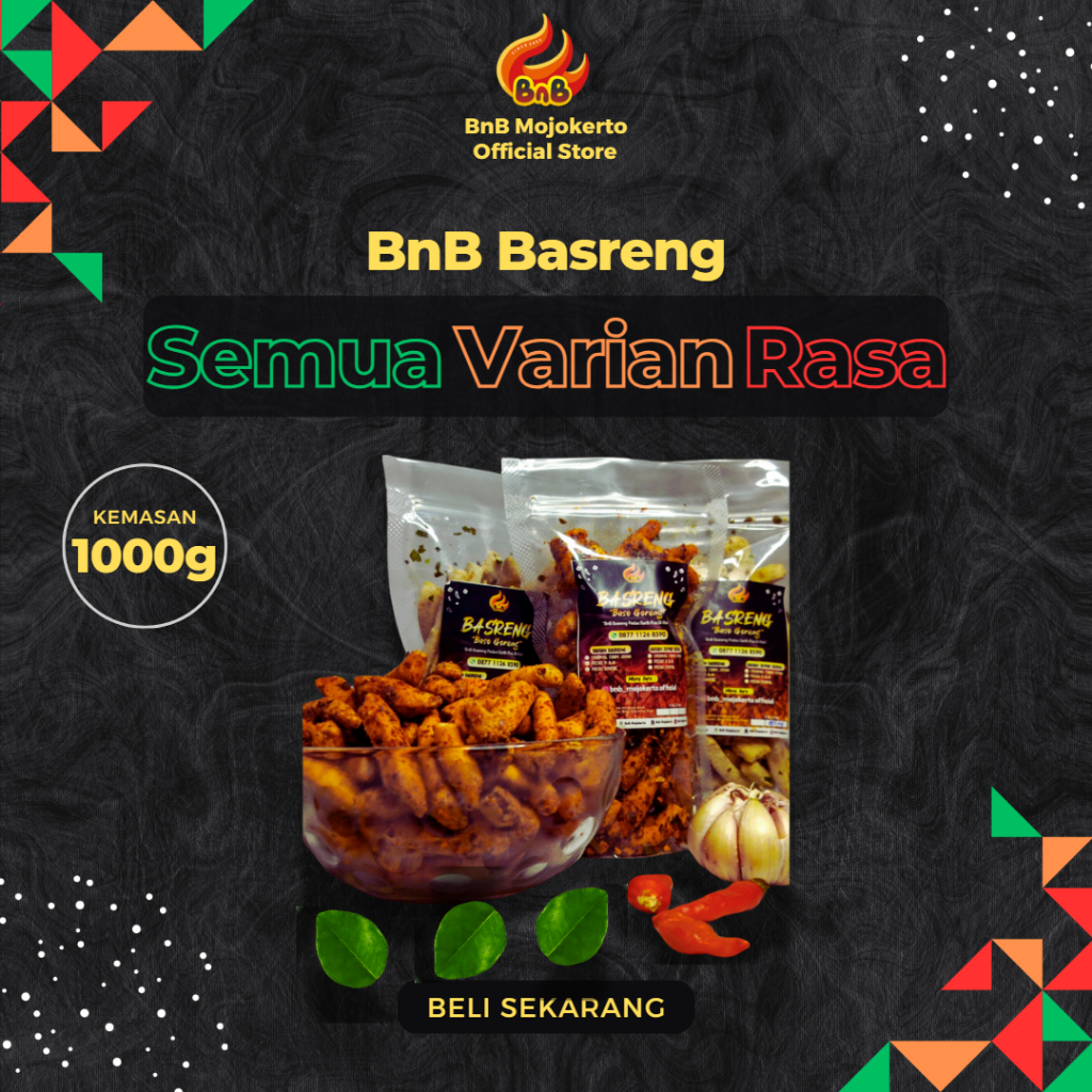 

BnB Basreng - Basreng Premium Murah - Bisa Pilih Varian Rasa , Ukuran 1000g, Pedas Gurih Pas di Hati