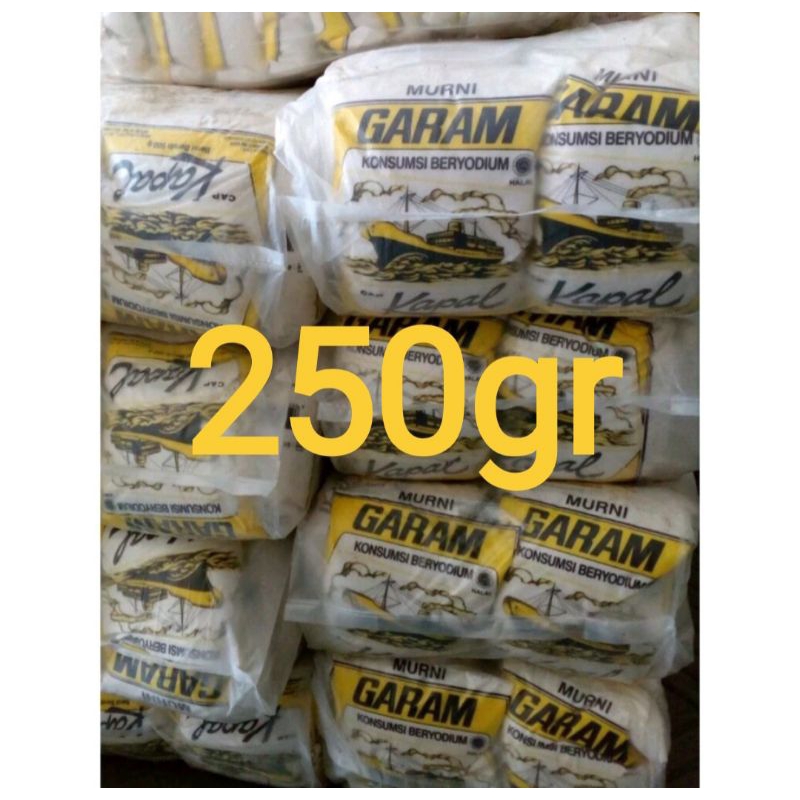 

Garam cap kapal 250gr x 40 pcs per dus Reguler dan kargo