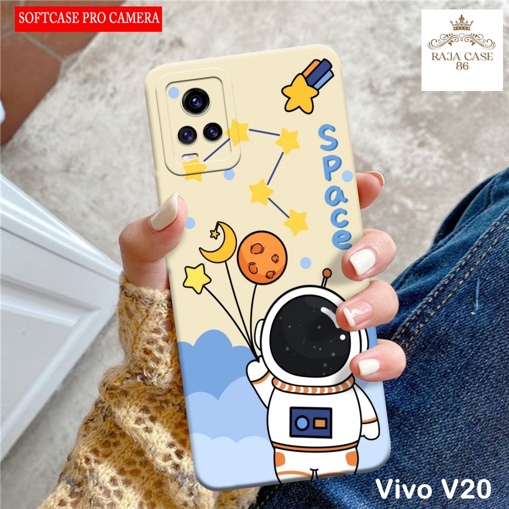 Softcase Vivo V20 - Rajacase - Casing Vivo V20 - Motif case astronot - Pelindung handphone - Vivo - 