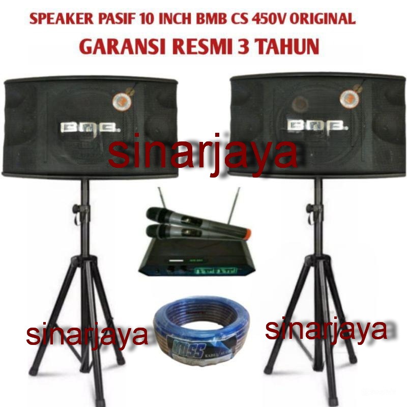 Speaker Pasif BMB CS450V 10 Inch Original BMB CS 450V Komplit Mic Wireless Shure Dan Stand speaker