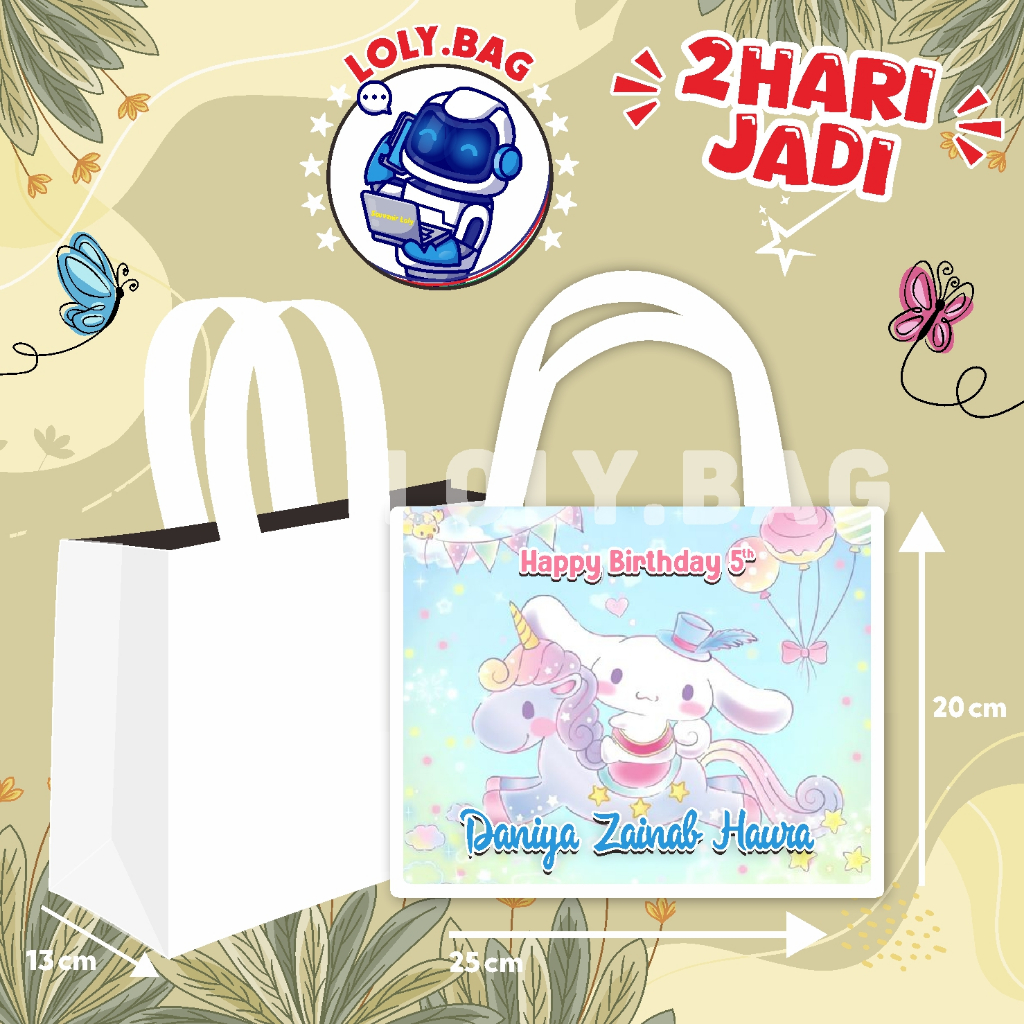 

Tas Ulang Tahun Tema Cinnamoroll / Tas Terlaris / Tas Ultah / Goodie Bag Ultah / Tas Ulang Tahun Anak