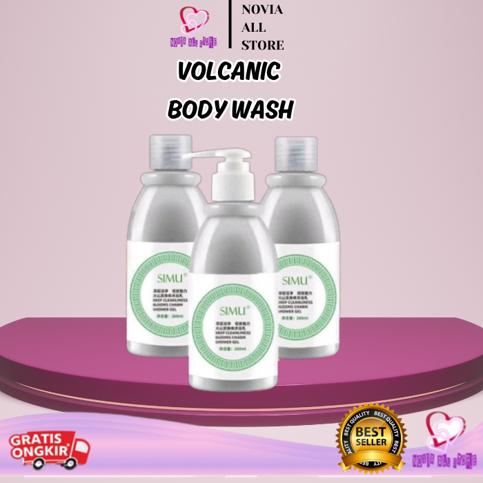 VOLCANIC MUD BODY WASH SABUN MERGECO WHITENING PEMUTIH BADAN 250ML
