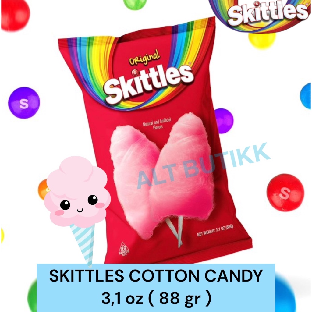 

SKITTLES COTTON CANDY 3,1 OZ ( 88 GRAM ) PRODUCT OF USA