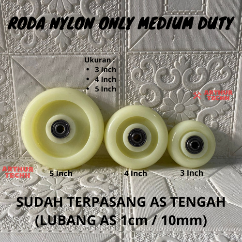 TN17 Roda Nylon Wheel Only Medium Duty Double Bearing Trolley Etalase Lori 3" 4" 5" Inch XpTool