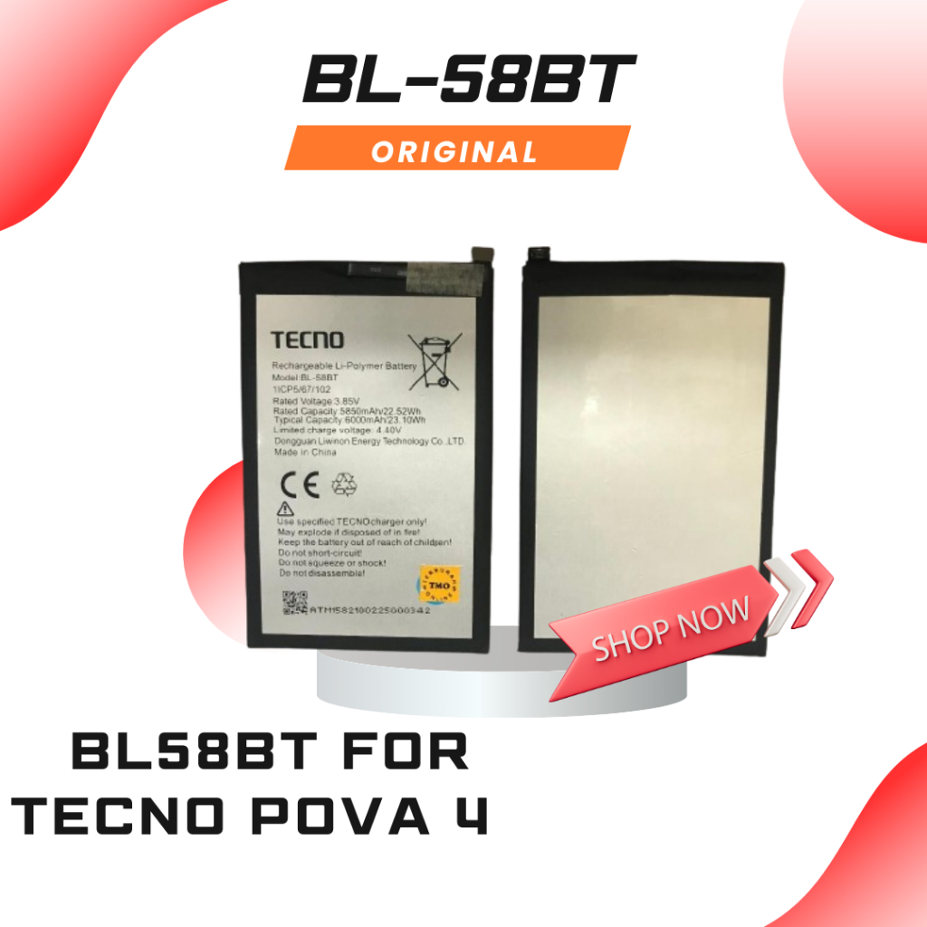 Baterai Batery Techno BL-58BT BL58BT For Tecno Pova 4