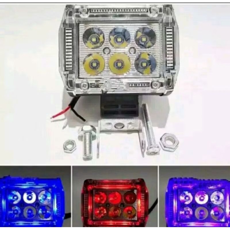 lampu led tembak sorot mobil motor  led cwl 4 mata 12wat fokus