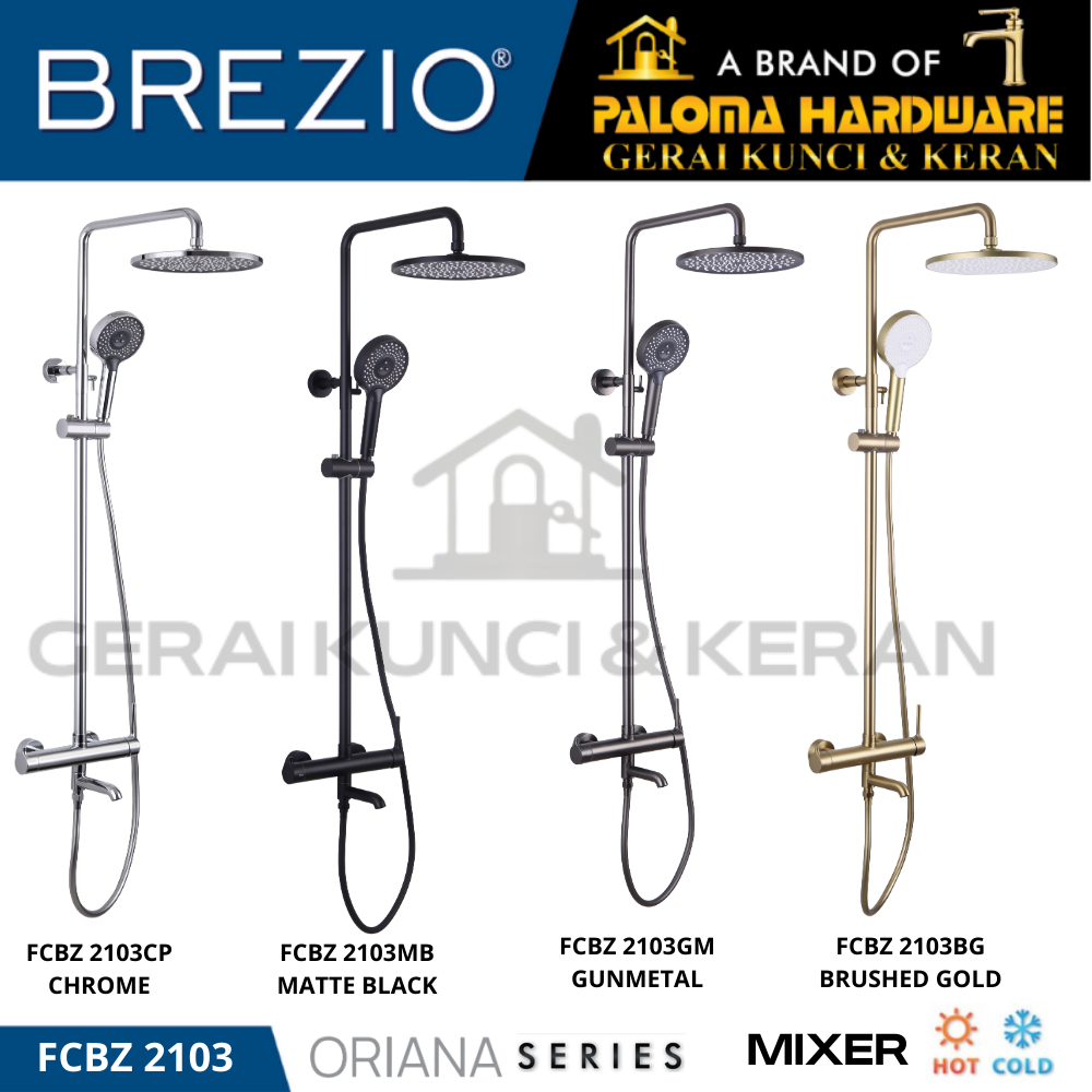 BREZIO FCBZ 2103 FCBZ 2103CP 2103GM 2103MB 2103BG Shower Tiang Set Column Keran Mandi Kran Air Panas