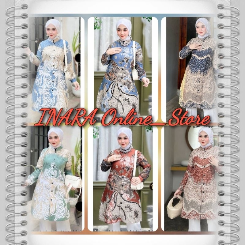 Tunik Wanita Batik Printing Kancing Depan