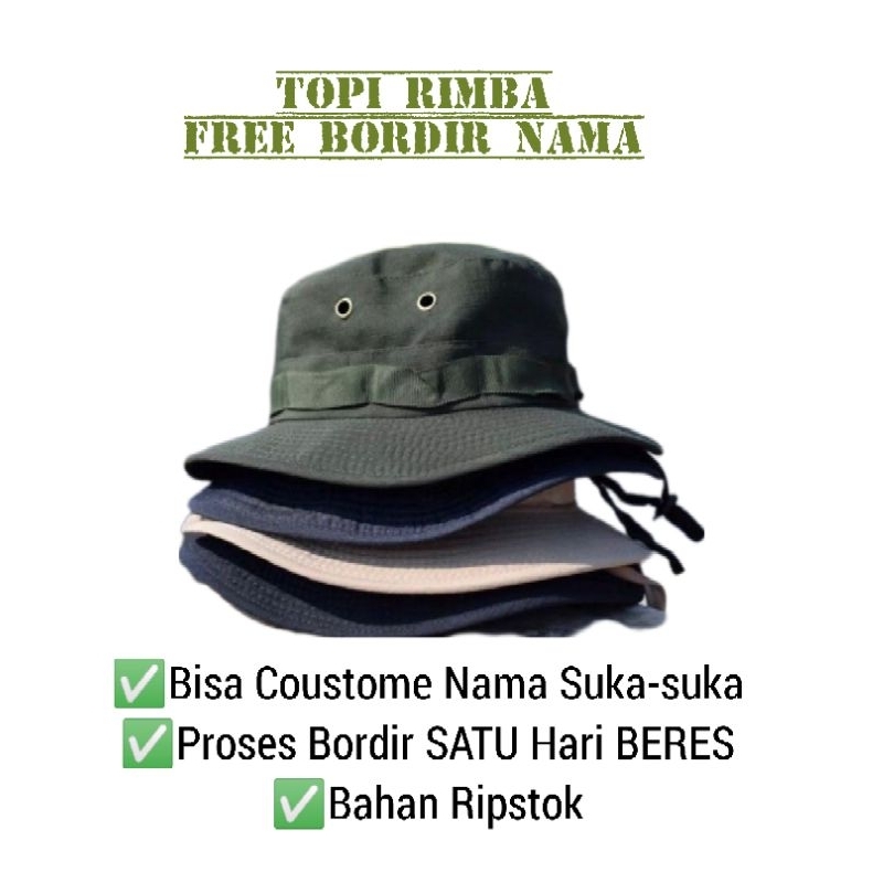 Topi Rimba Polos Free Bordir Nama Topi Outdoor Topi Pancing Unisex