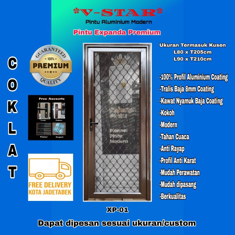 Pintu Expanda Tralis Anti Nyamuk Aluminium Premium XP01