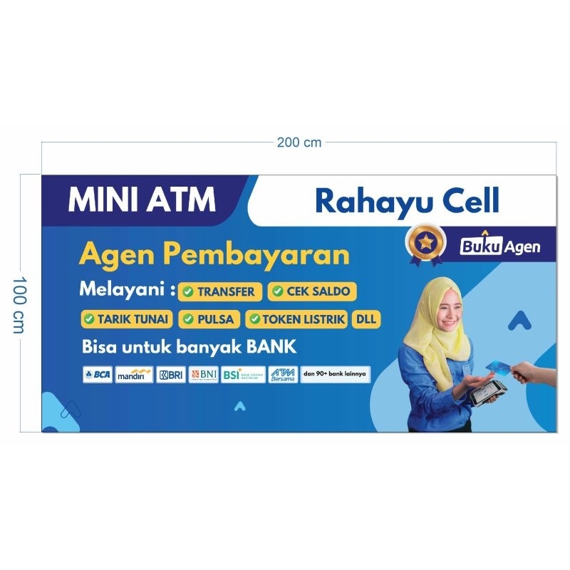 SPANDUK BANNER 2x1m MINI ATM BUKU WARUNG, BUKU AGEN