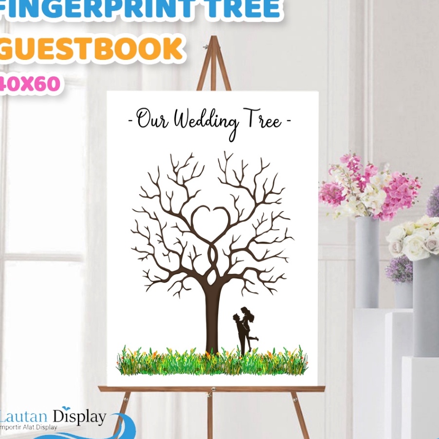 

NEW VARIAN Canvas Lukis Wedding Tree Fingerprint Kanvas Guest Book Lukisan Pohon Sidik Jari Buku Tamu Pernikahan Wedding Invitation 4x6 cm Tema Biru Pink Ungu Merah Raiow
