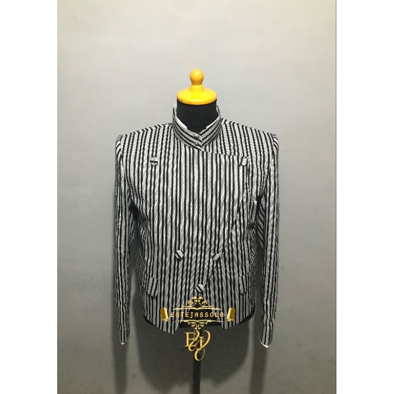 Beskap Solo Krowok Lurik Hitam Putih