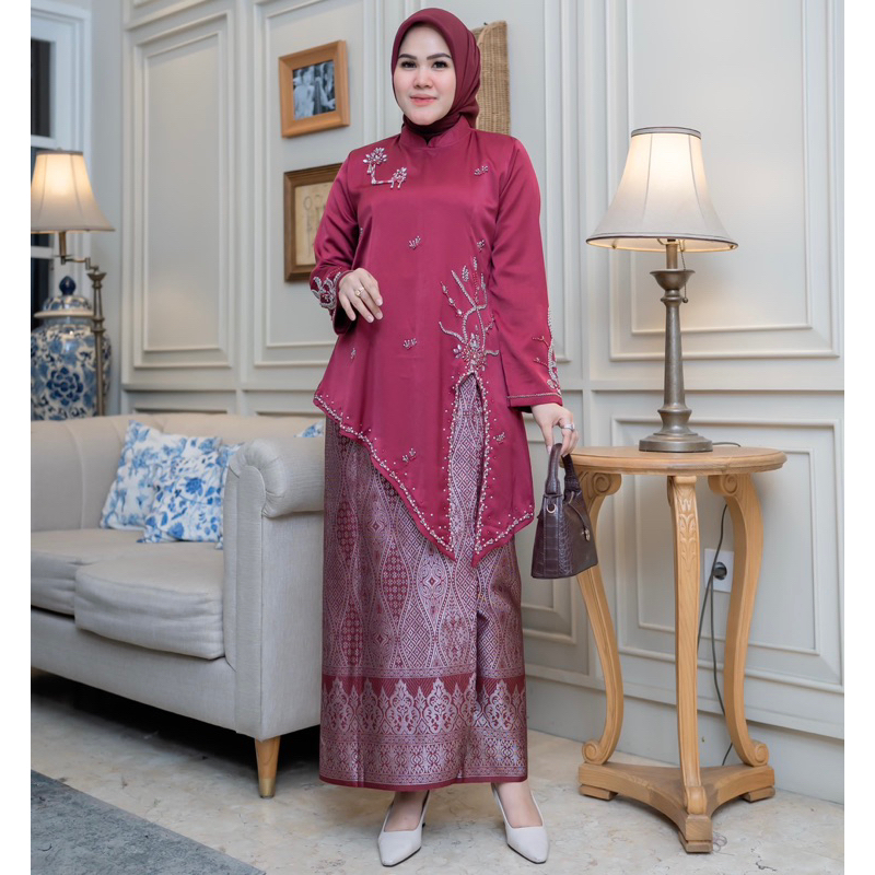 Tunik Valora Baju Kurung Payet / Stelan Baju Kurung Payet Kondangan / Baju Kurung Payet Satin Misson