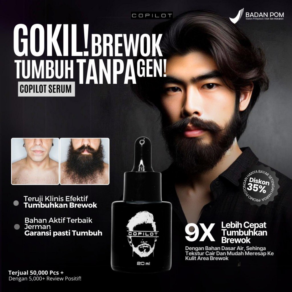 Penumbuh Brewok Pria Cepat - Penumbuh Rambut - Serum Copilot Penumbuh Rambut BPOM