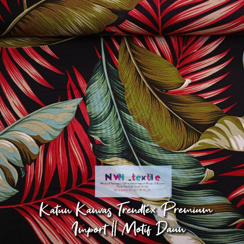 KAIN KATUN KANVAS TRENDTEX PREMIUM IMPORT || MOTIF DAUN