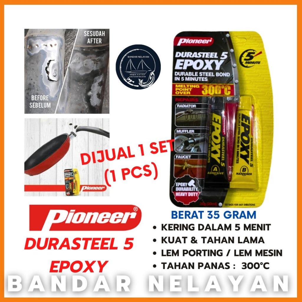 LEM BESI SUPER KUAT TAHAN PANAS 300C EPOXY DURASTEEL 5 MENIT (35GR)-LEM RADIATOR MESIN/ LEM KNALPOT 