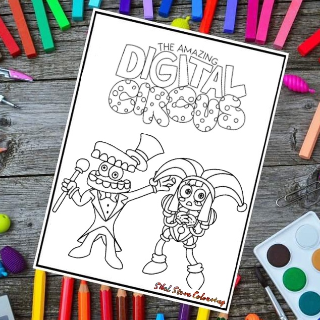 

CUCI GUDANG Kertas Mewarnai Gambar Anak Tema Digital Circus Kertas Brief Card
