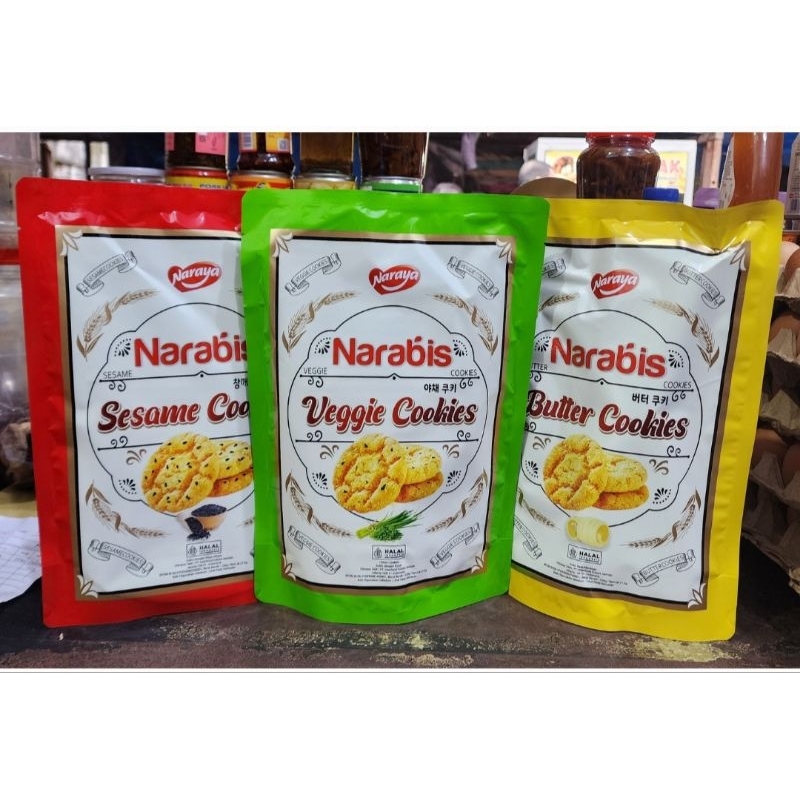 

220g Naraya Narabis Cookies Varian Rasa Butter, Veggie, Sesame.