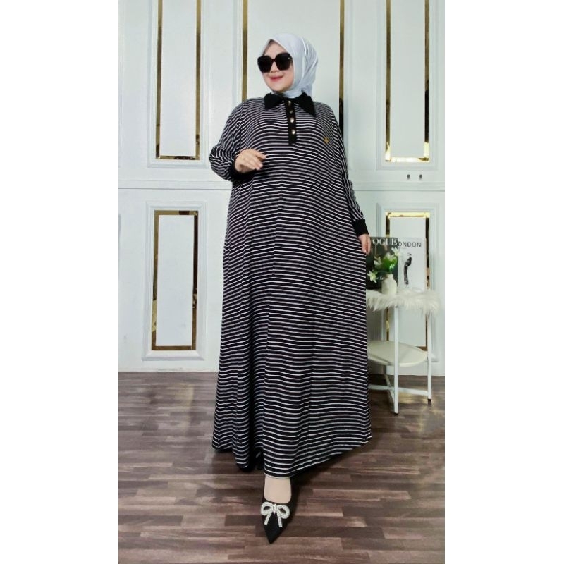 Dress knit Muslim Formal Kancing Nyaman Untuk Ibu Menyusui