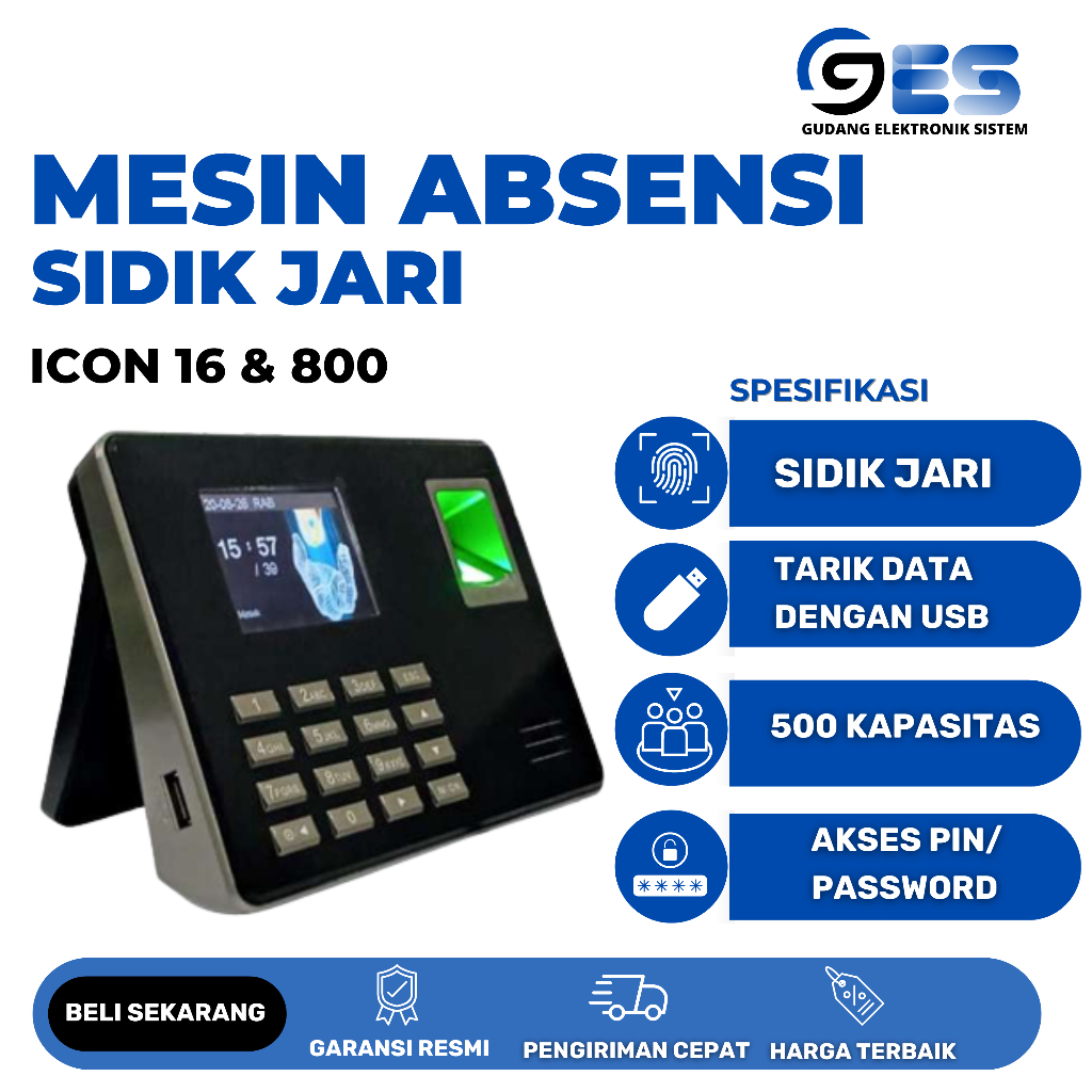 Mesin Absen Fingerprint ICON 16 & ICON 800 Mesin Absensi Sidik Jari SSR Bergaransi