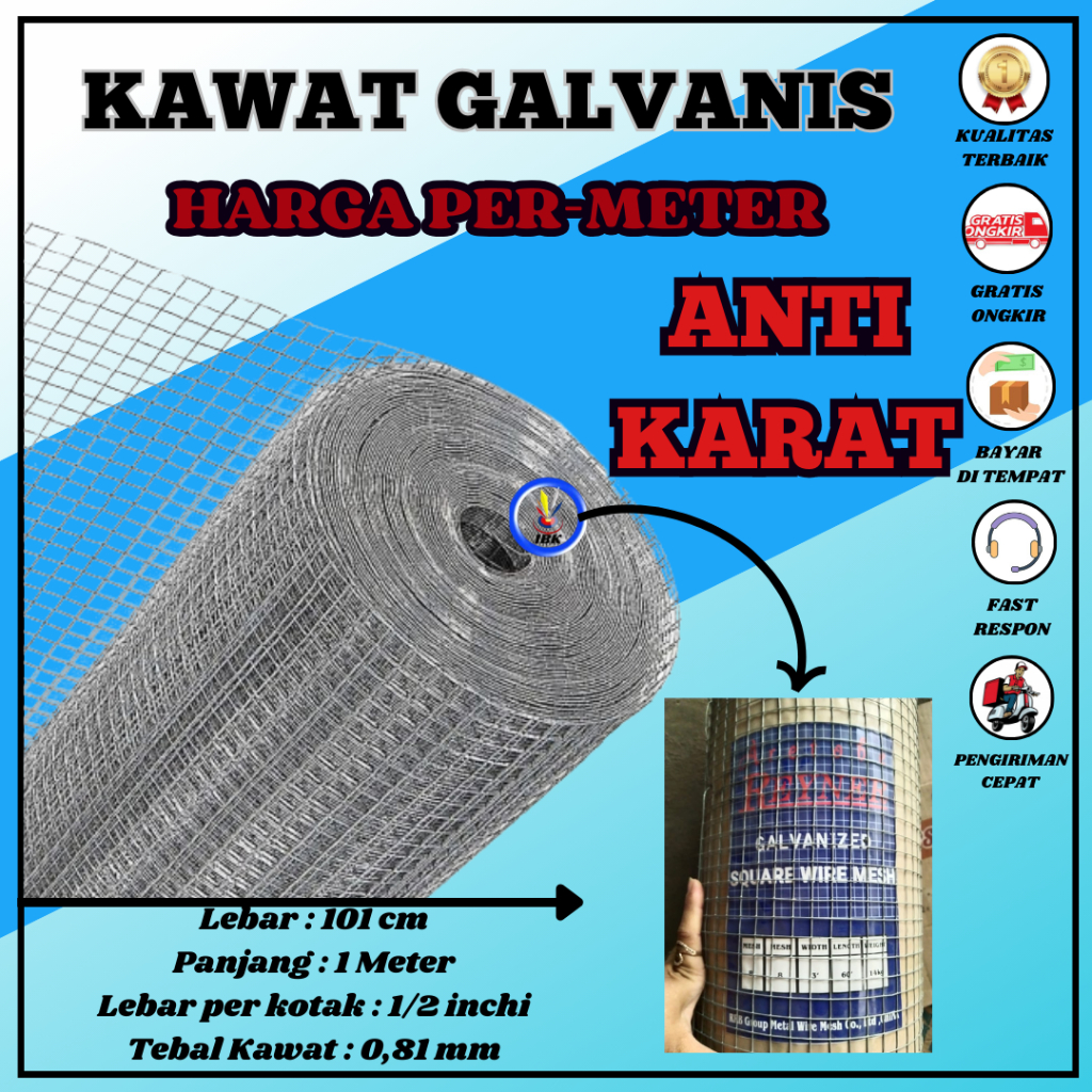 Kawat Loket Galvanis Kawat Kandang Galvanis Anti Karat HARGA PER 1 METER IBK_123