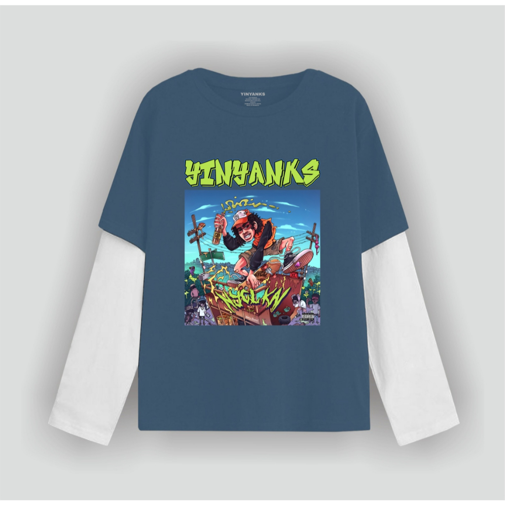 Yinyanks T-shirt Double layer Nyclkai long sleeve kaos pria wanita