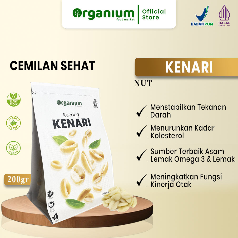 Organium Snack Cemilan Kacang Kenari 200g