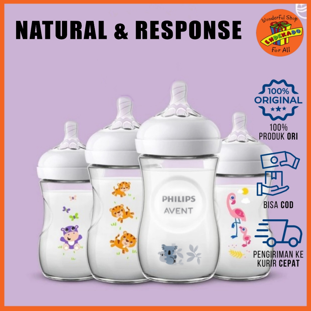 Philips AVENT Natural & Natural Response Bottle 260ml Karakter - Botol Susu Anak Bayi
