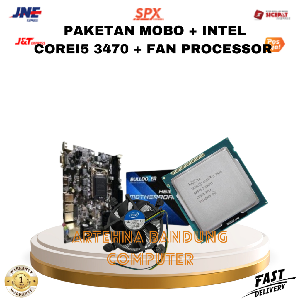 paketan mainboard  Processor + Intel corei5 3470 + fan processor