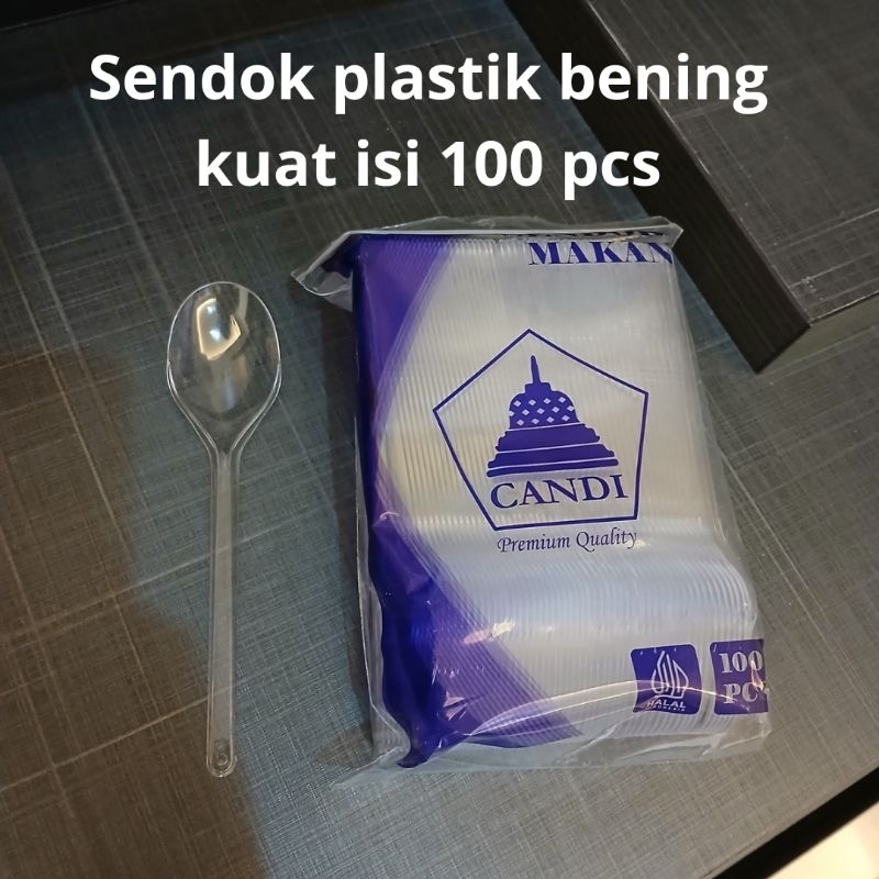 sendok makan bening isi 100 pcs | sendok plastik bening | sendok makan | sendok bening | sendok isi 