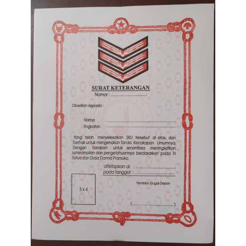 

Sertifikat pramuka TKU TERAP isi 20lembar