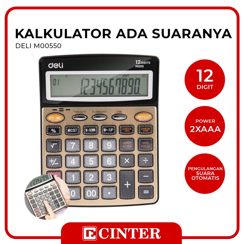 

DELI - CALCULATOR / KALKULATOR / ALAT BANTU HITUNG VOICE M00550 12 DIGIT