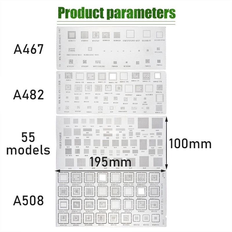 4pcs/Set Cetakan Universal Ic Plat Amaoe Bga / Stencil Plat Bga Universal Amaoe