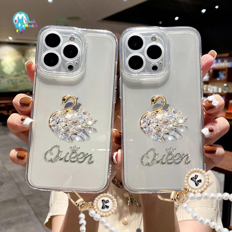 GC135 Silikon Clear Case Diamond Swan Queen Bracelet Phone Strap Softcase/ Casing Hp For VIVO Y31 Y2