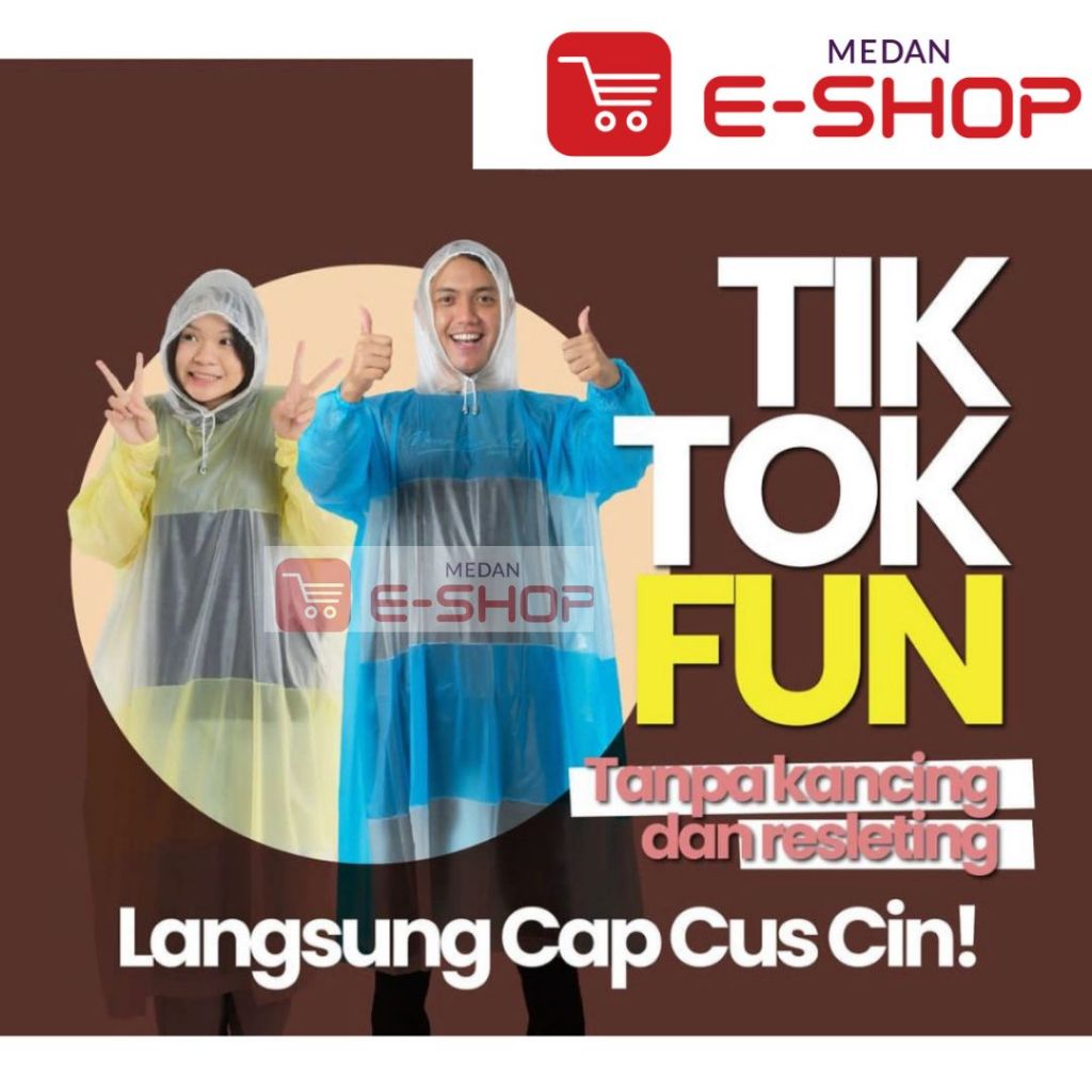 Jas Hujan Ibex Tik Tok Fun - Mantel Ponco Lengan original