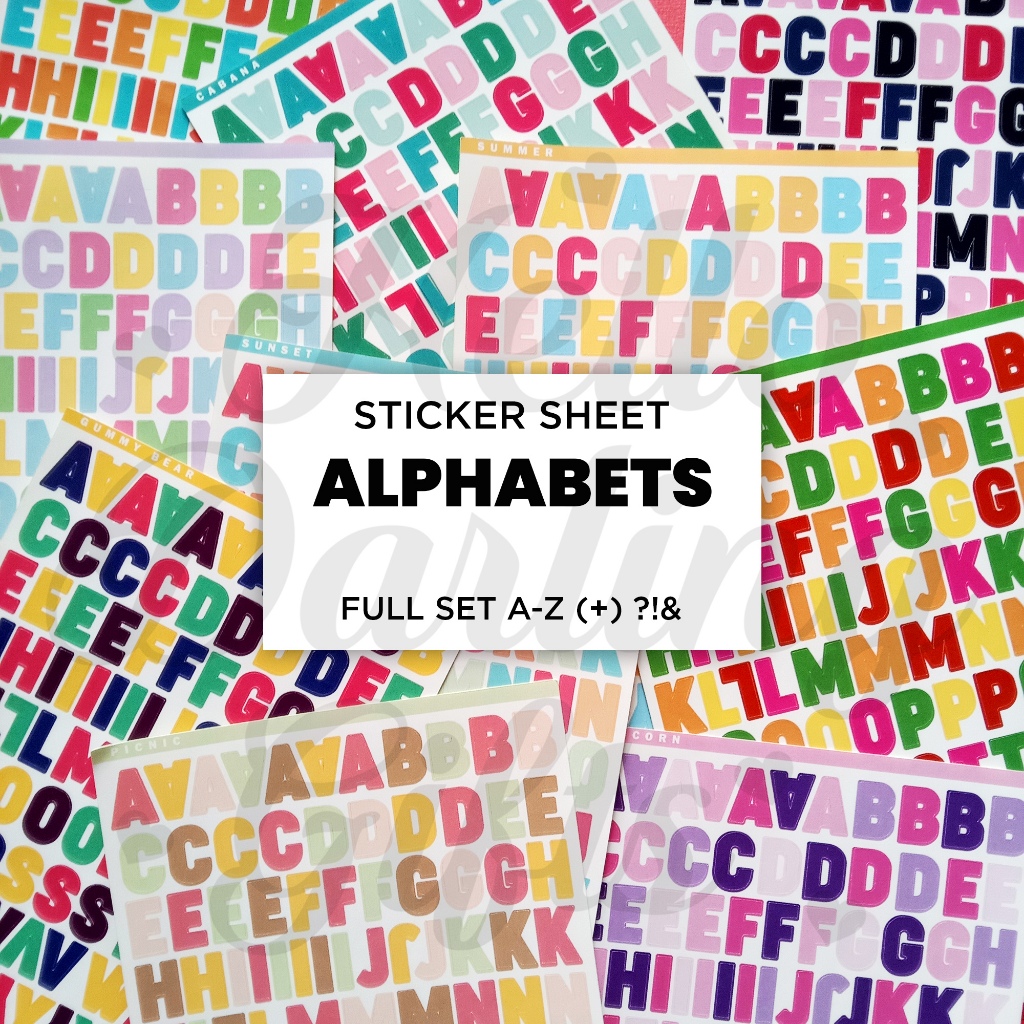 

Sticker Huruf Jurnal. Alphabet Sticker Sheet Journaling Scrapbook Deco. Kiss Cut.