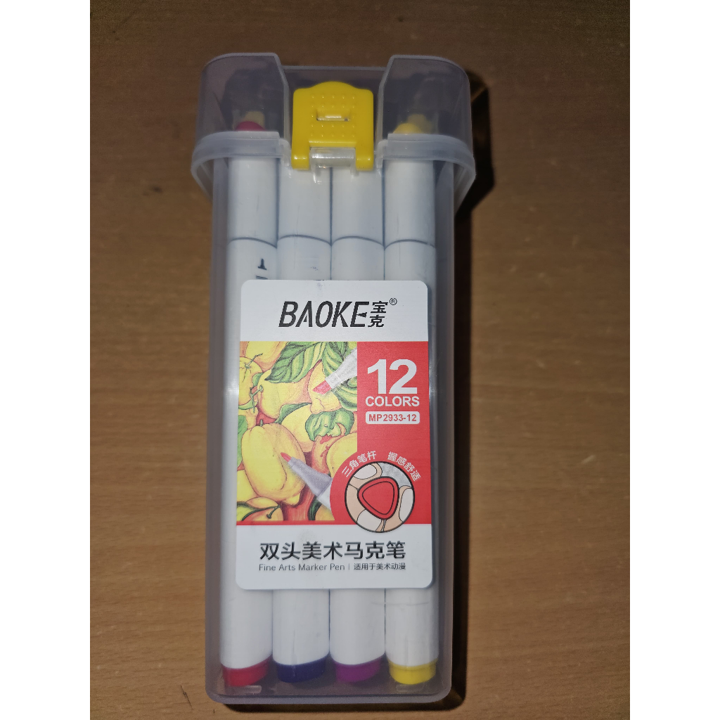 

Spidol/Spidol Pen/Marker 12 Warna/Fine Arts Marker Pen BAOKE DUAL TIP MP2933-12