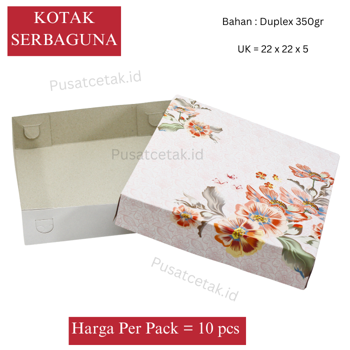 [10PCS] Kotak Kue Bolen 22 x 22 x 5 cm Dus Kue / Kotak Serbaguna