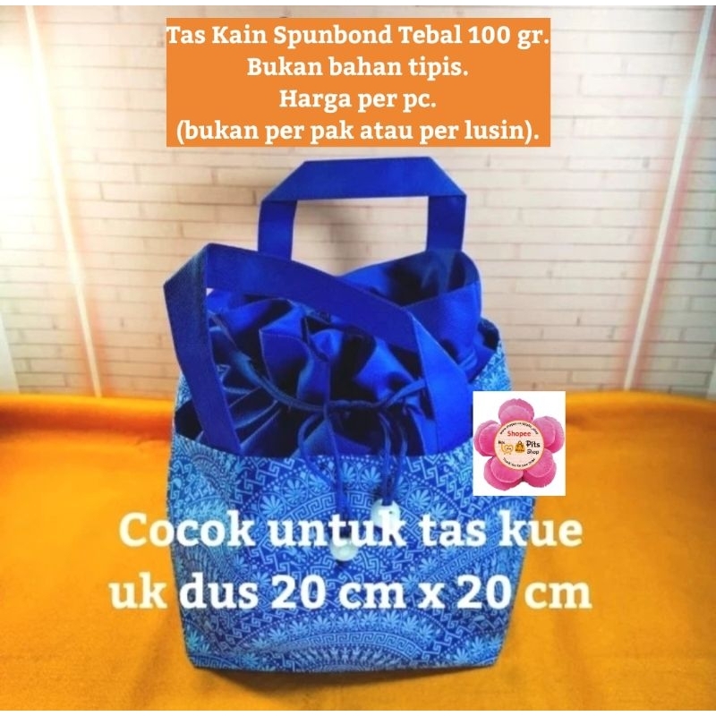 Tas Kantong Kain Bingkisan Souvenir Gift Bag Batik Kipas Biru