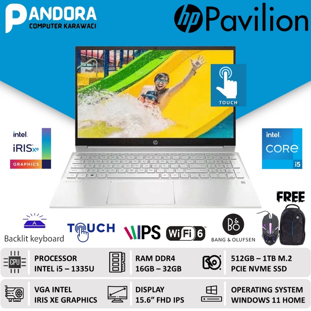 LAPTOP HP PAVILION 15 I5 1335U 32GB 1TB SSD WIN11 15.6" FHD IPS TOUCH