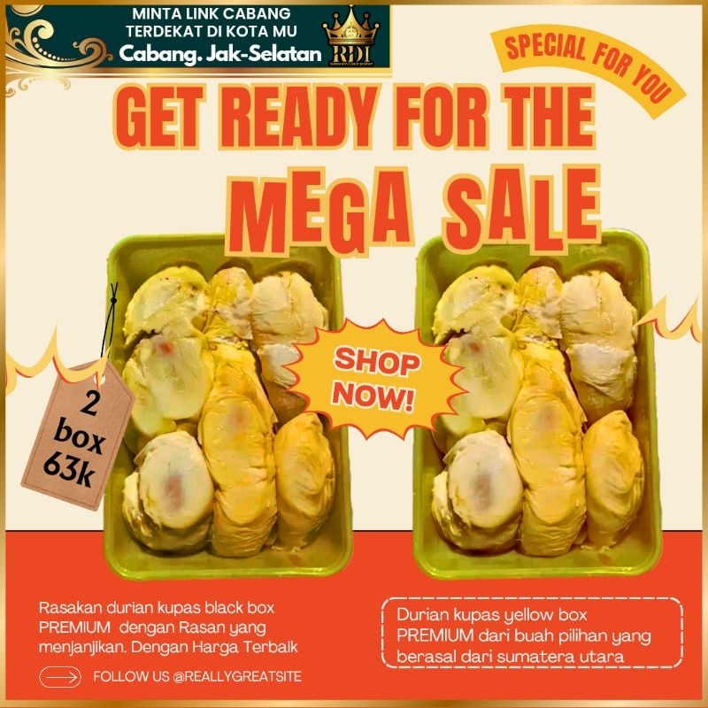 

RDI.cab Jak-selatan PROMO BESAR DURIAN KUPAS SUPER PREMIUM