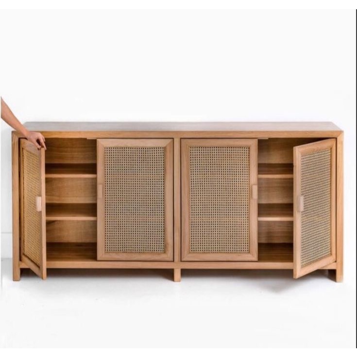 Bufet Kayu Jati Minimalis Bufet Rotan Bufet Meja tv Kabinet Jati Kombinasi Rotan