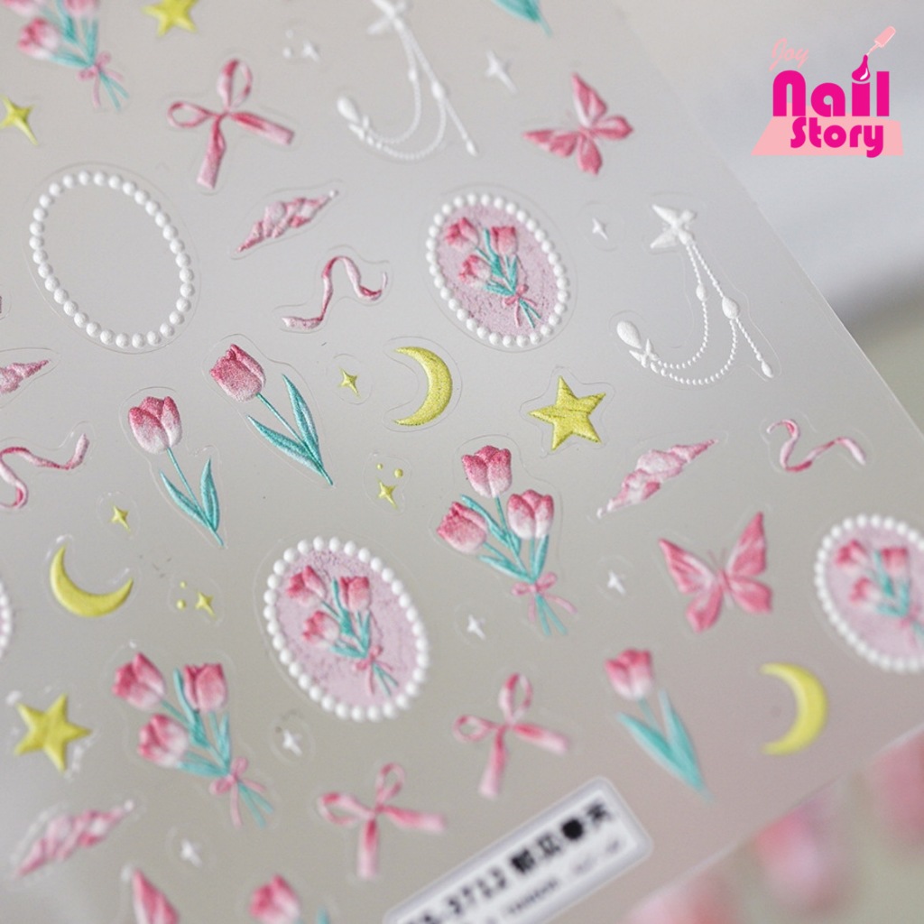 

Ay00! [TSR12] Stiker Kuku Tensor Coquette Ribbons Bow Flower Bunga Pita Nail Stickers