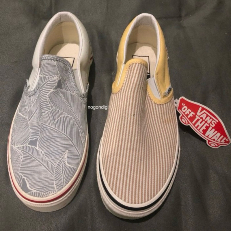 Vans Classic Slip On Mismatch Stripe/Floral Size 38